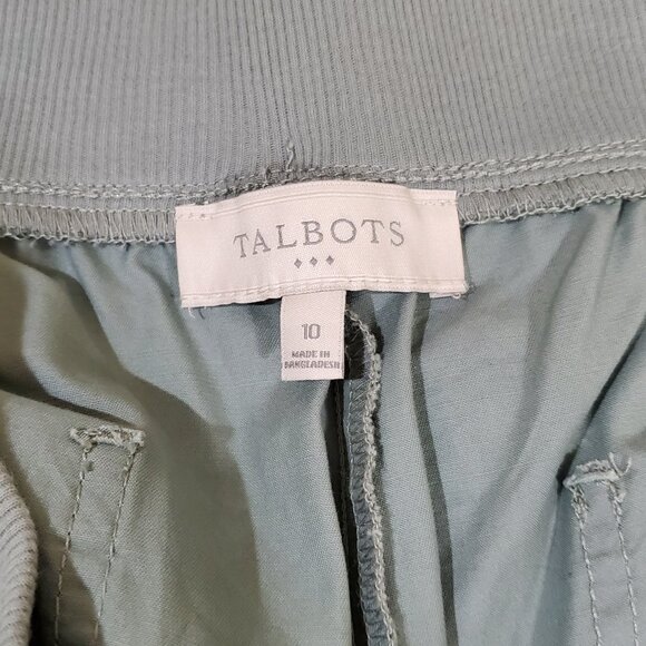 Talbots Green Button Cuff Pull On Capri Pant Size 10 - Picture 2 of 7